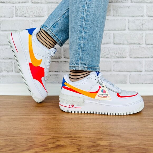 ⭐Nike Air Force 1 Shadow 8 Women's Retro Shoes Sneakers White Orange DZ1847-100⭐ - Picture 1 of 14